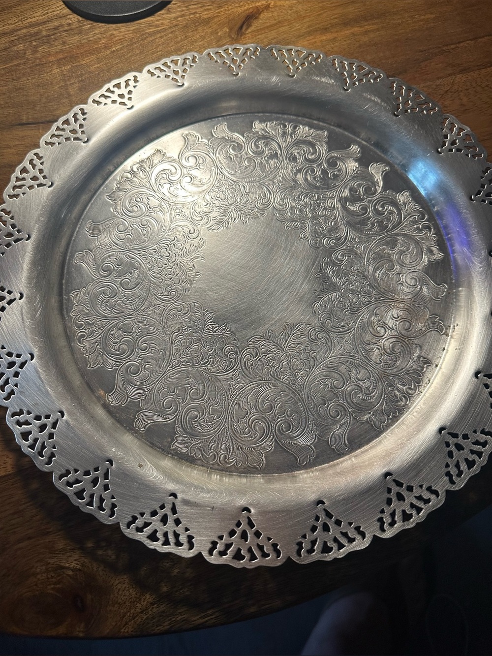 Silver Ornate Decorative Serving Tray - Elegant Home Dining Accent